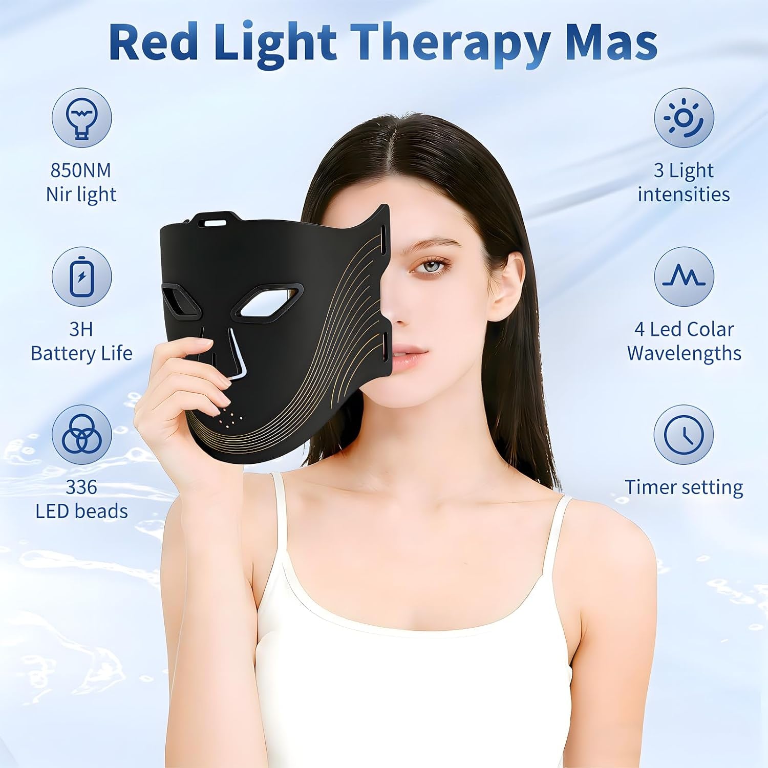 Red Light Therapy for Face, 4-Mode Red Light Therapy Mask with 336 LED Beads, 850NM Infrared Led Face Mask Light Therapy with 3 Timing Function&Remote Control, Skin Care at Home and Travel