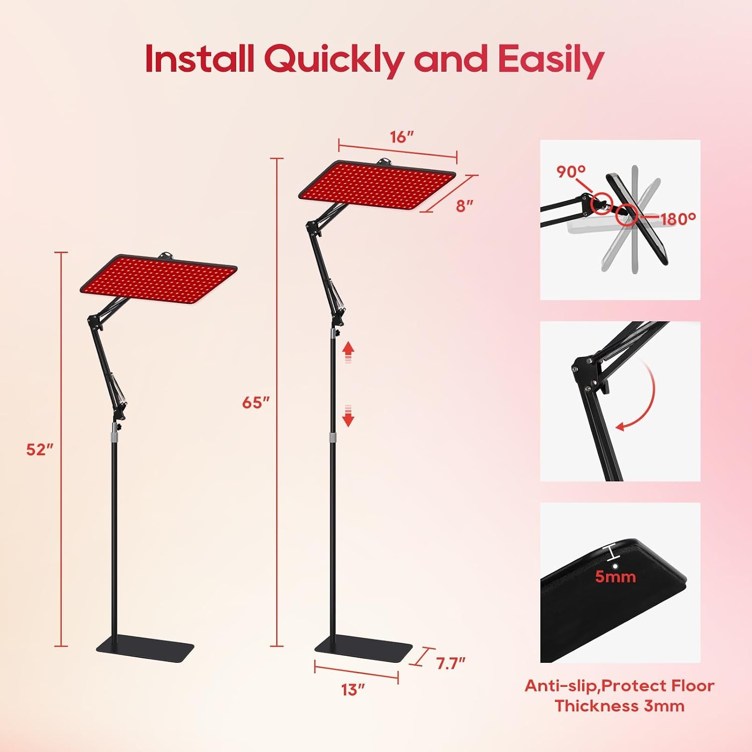 Red Light Therapy for Body with Wireless Magnetic Remote - 660Nm 850Nm 940Nm 3 in 1 Red Infrared Light Therapy Lamp with Stand with Large Panel, Therapy Device at Home, Gift for Women, L