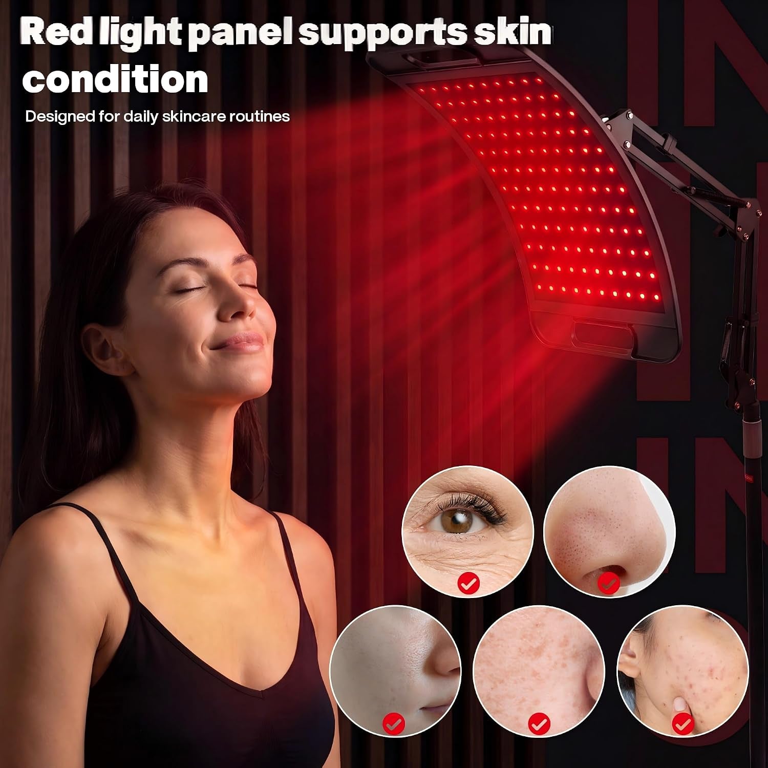 Red Light Therapy for Body Face-660Nm 850Nm Infrared Lamp Therapy Larger Panel 3 in 1 Led Bead Red Light with Stand for Home Use,Gift Idea for Mom Women Wife Sister Girlfriend