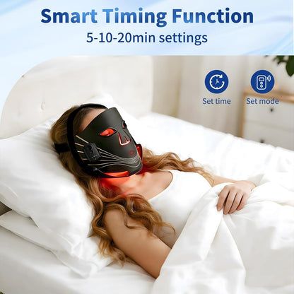 Red Light Therapy for Face, 4-Mode Red Light Therapy Mask with 336 LED Beads, 850NM Infrared Led Face Mask Light Therapy with 3 Timing Function&Remote Control, Skin Care at Home and Travel
