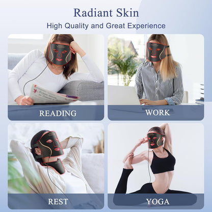 Red Light Therapy for Face & Neck, 7In1 LED Light Therapy Mask, Rechargeable Red Light Therapy Mask, 103 3-In-1 Fusion LED Beads, Anti-Aging, Skin Firming & Radiant Glow at Home