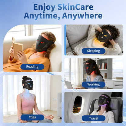 Red Light Therapy for Face, 4-Mode Red Light Therapy Mask with 336 LED Beads, 850NM Infrared Led Face Mask Light Therapy with 3 Timing Function&Remote Control, Skin Care at Home and Travel