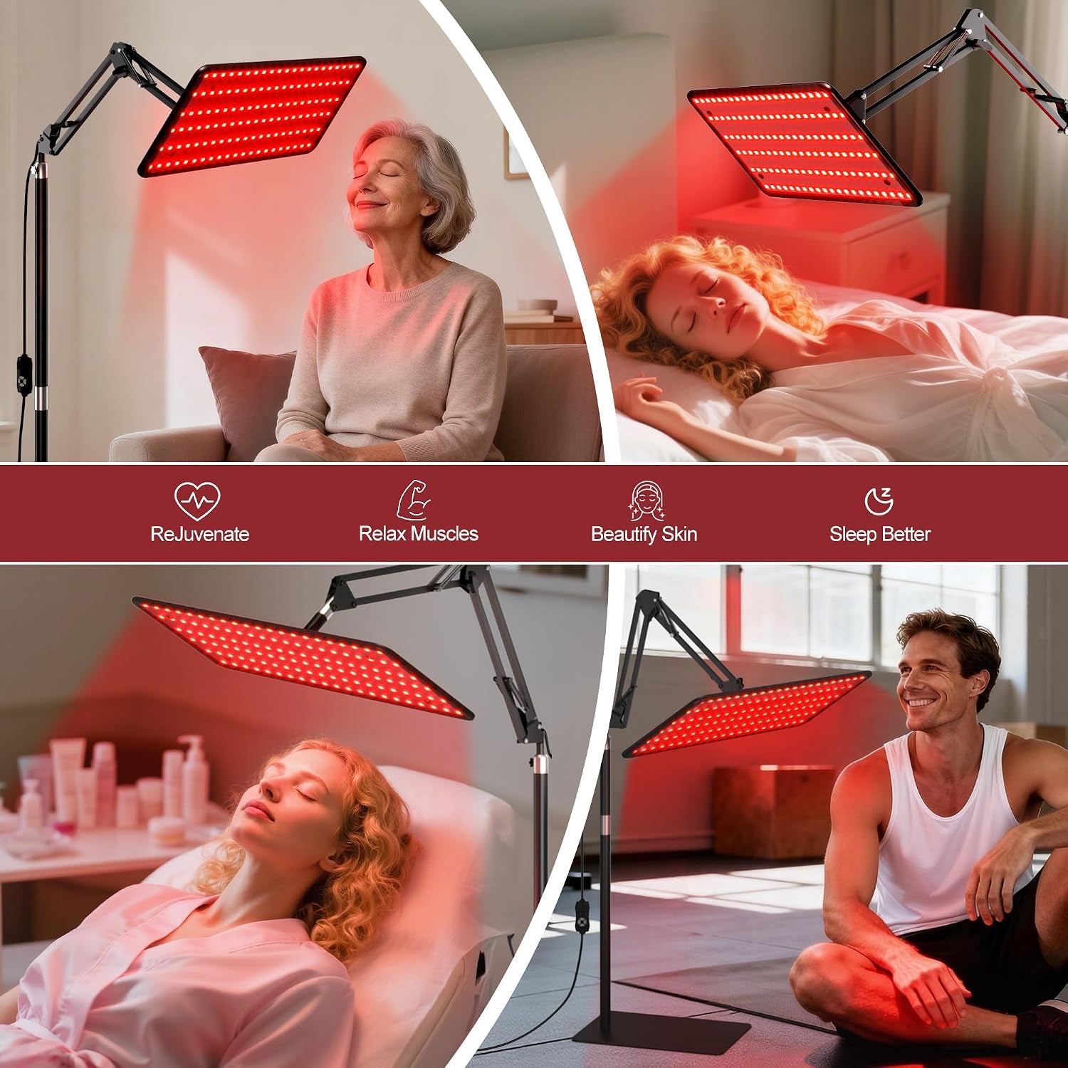 Red Light Therapy for Body with Wireless Magnetic Remote - 660Nm 850Nm 940Nm 3 in 1 Red Infrared Light Therapy Lamp with Stand with Large Panel, Therapy Device at Home, Gift for Women, L